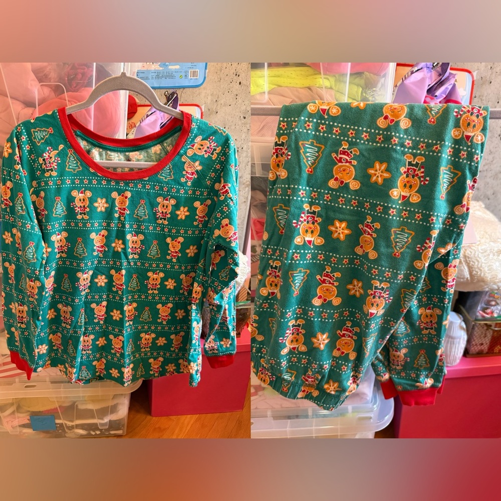 Disney Store Mickey and Minnie Mouse Holiday Women Pajama Gingerbread Set size L